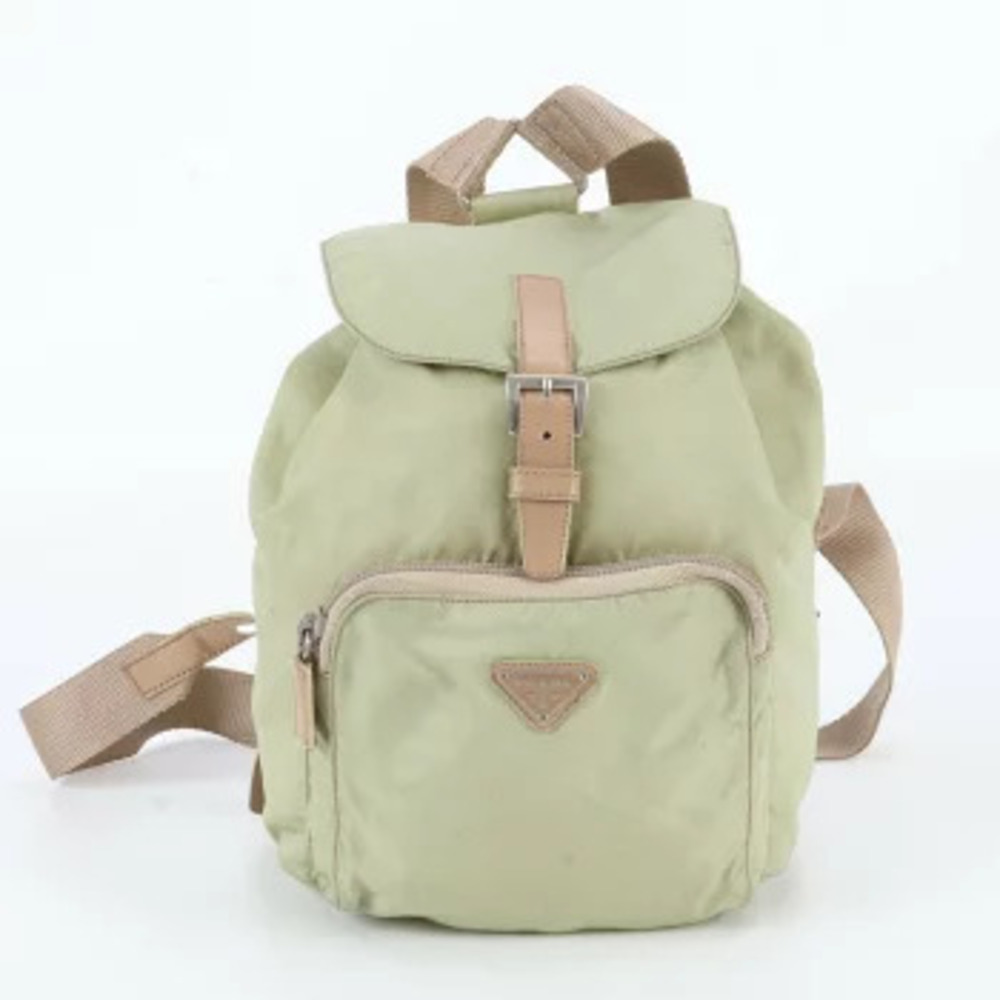 Prada Tessuto Triangle Leather Backpack Shoulder Bag White